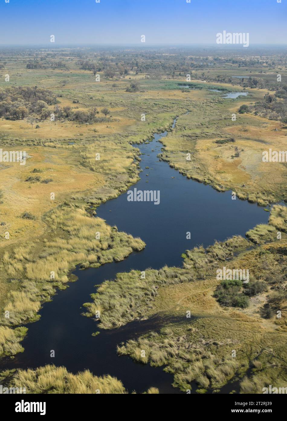 Vista aérea del Delta del Okavango Foto de stock