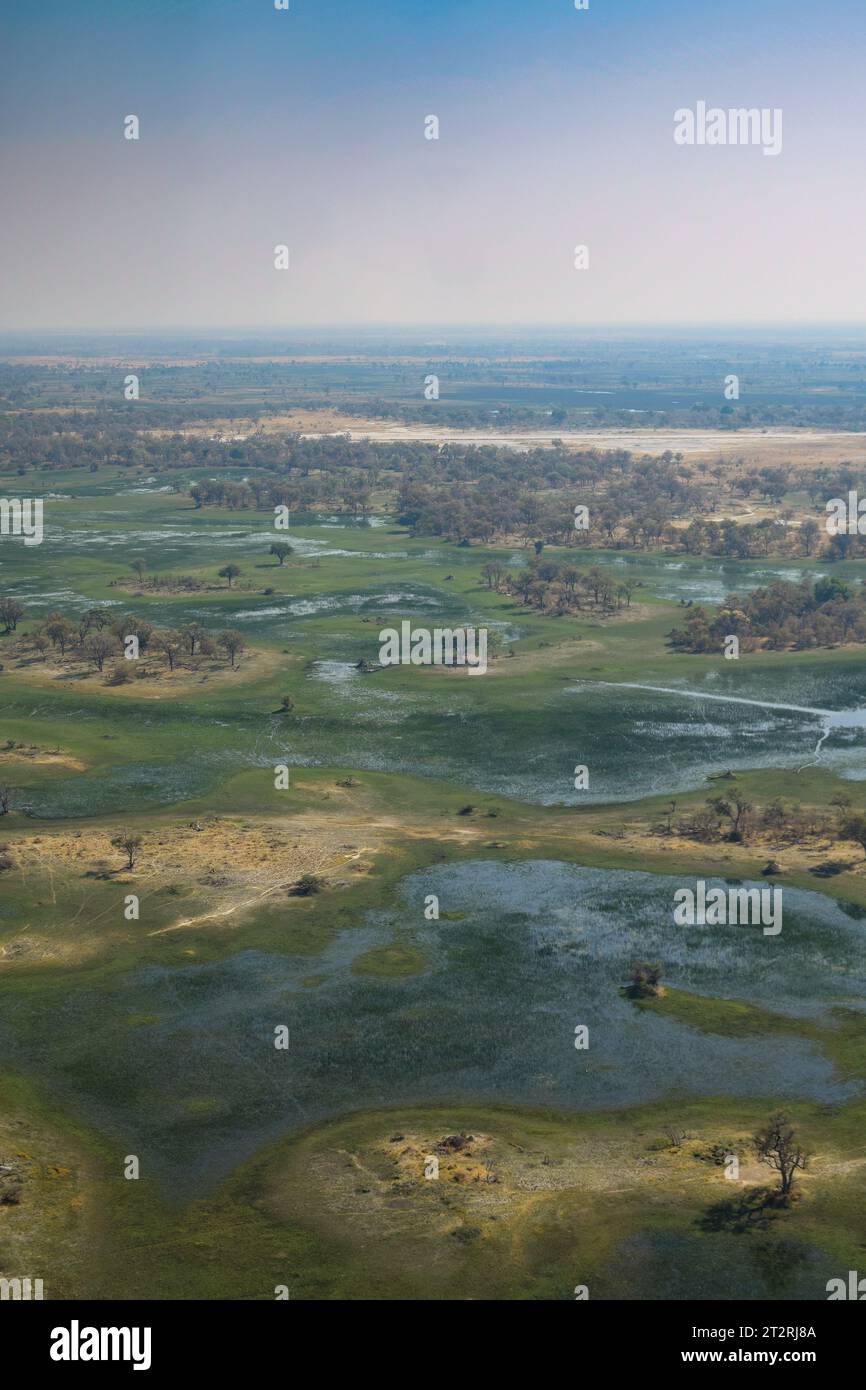 Vista aérea del Delta del Okavango Foto de stock