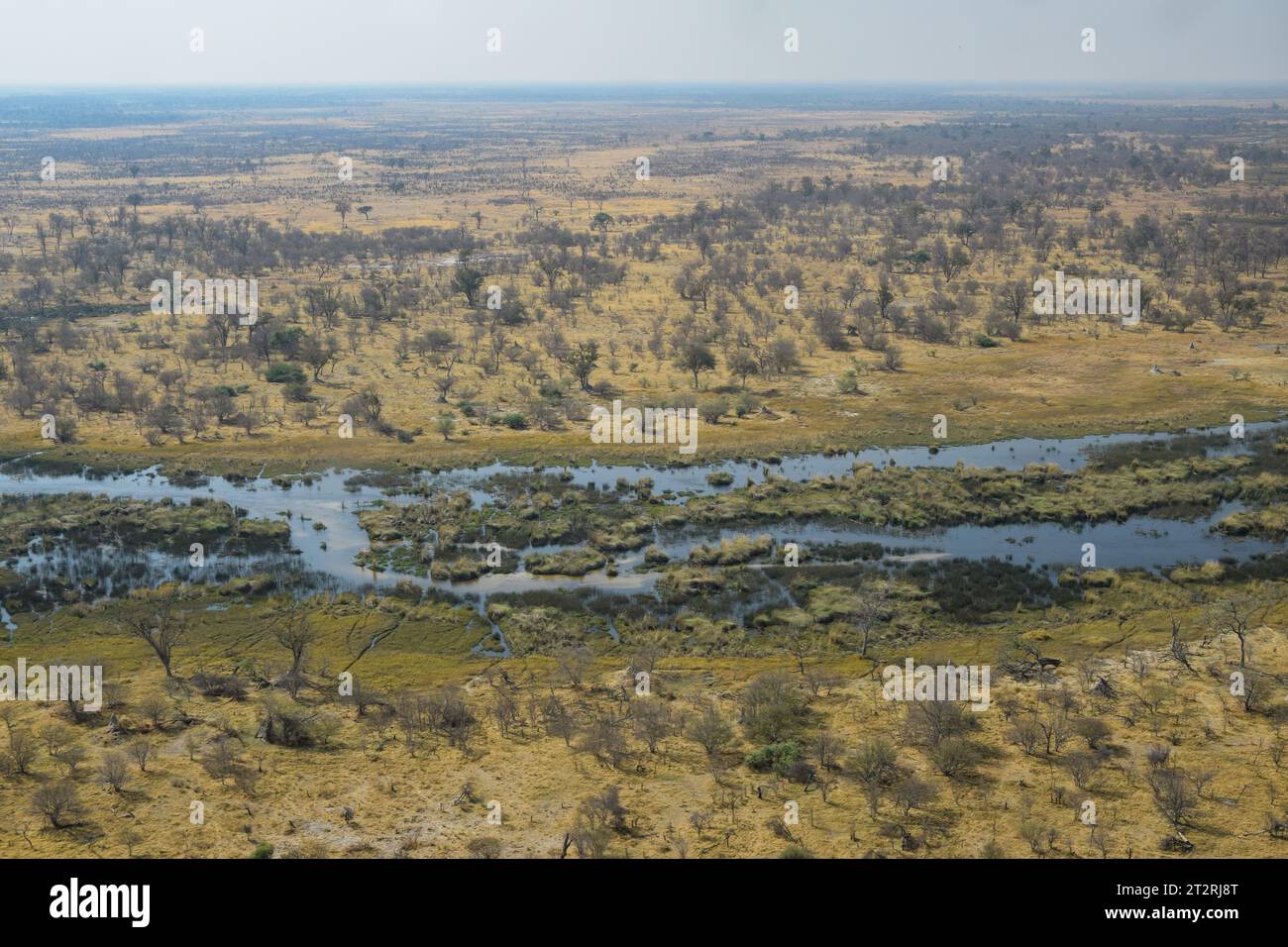 Vista aérea del Delta del Okavango Foto de stock