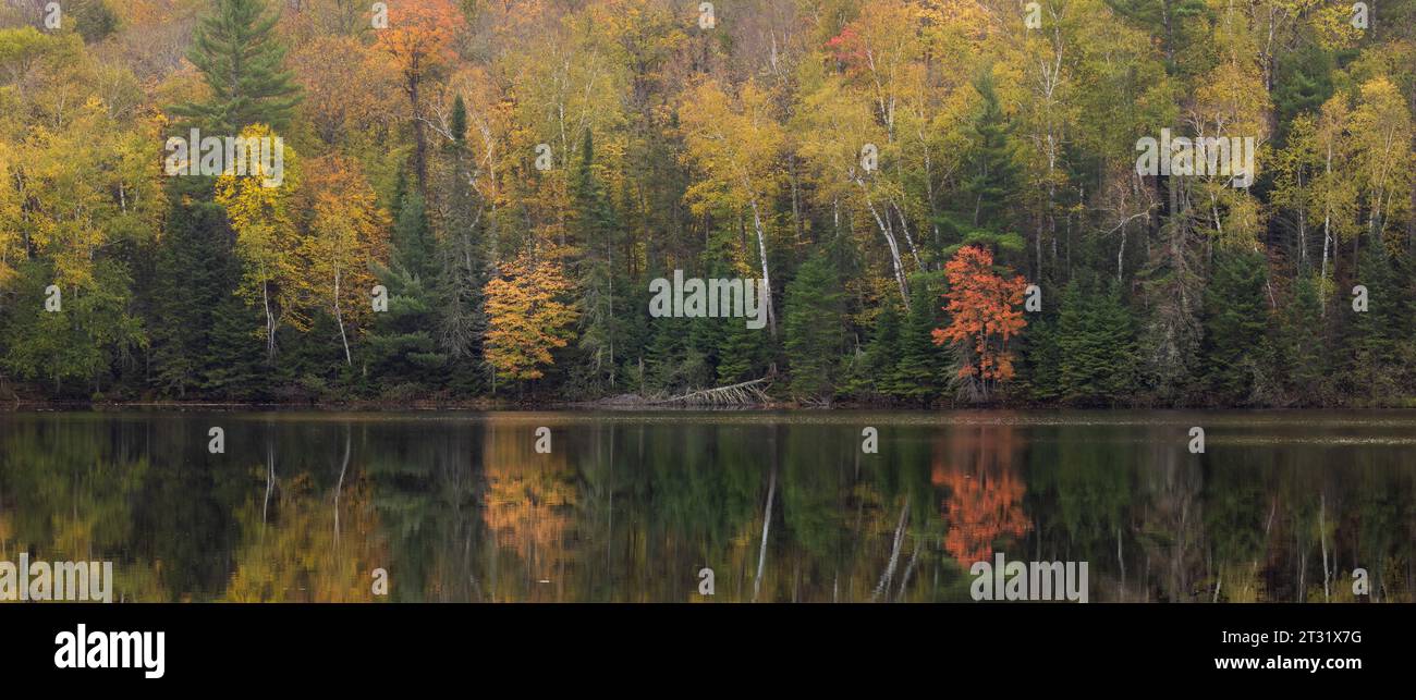 Lower Clam Lake en un bonito día de otoño en el norte de Wisconsin. Foto de stock