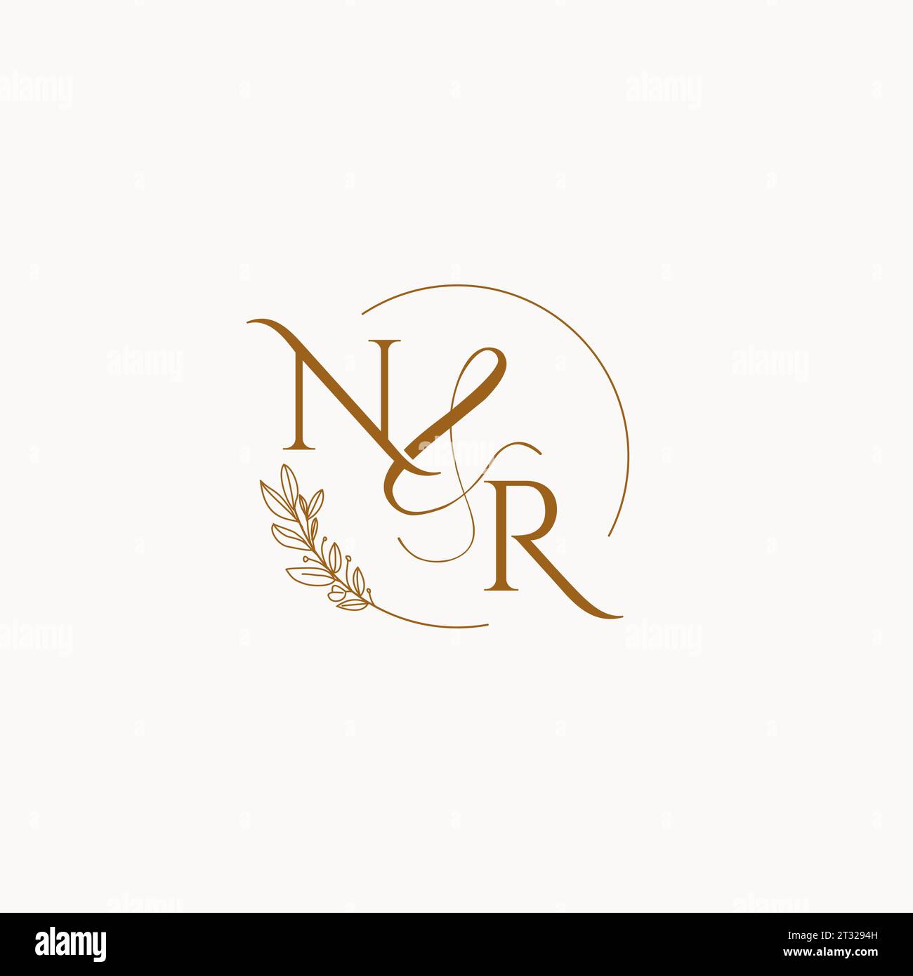 NR inicial boda monograma logo ideas de diseño Ilustración del Vector