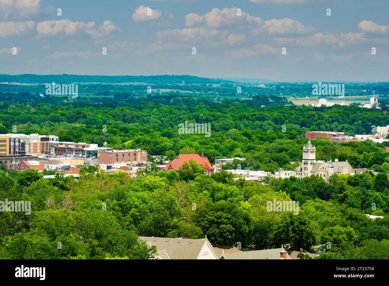 Edificios del centro de Lawrence en el condado de Douglas, Kansas Foto de stock