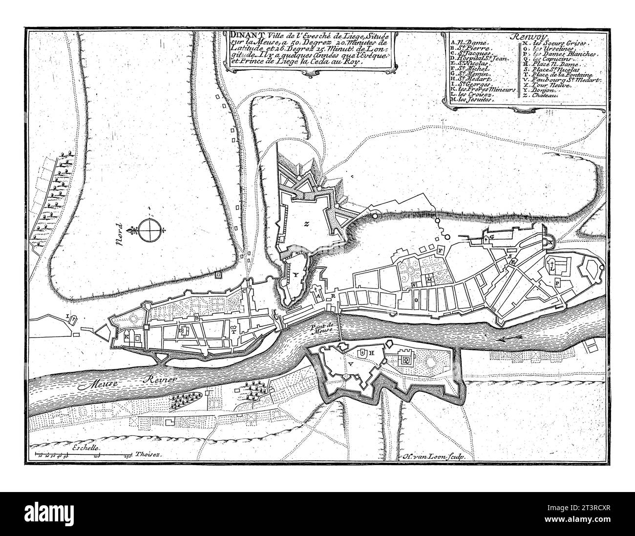 Mapa de Dinant, 1693, Harmanus van Loon, 1693 Mapa de las