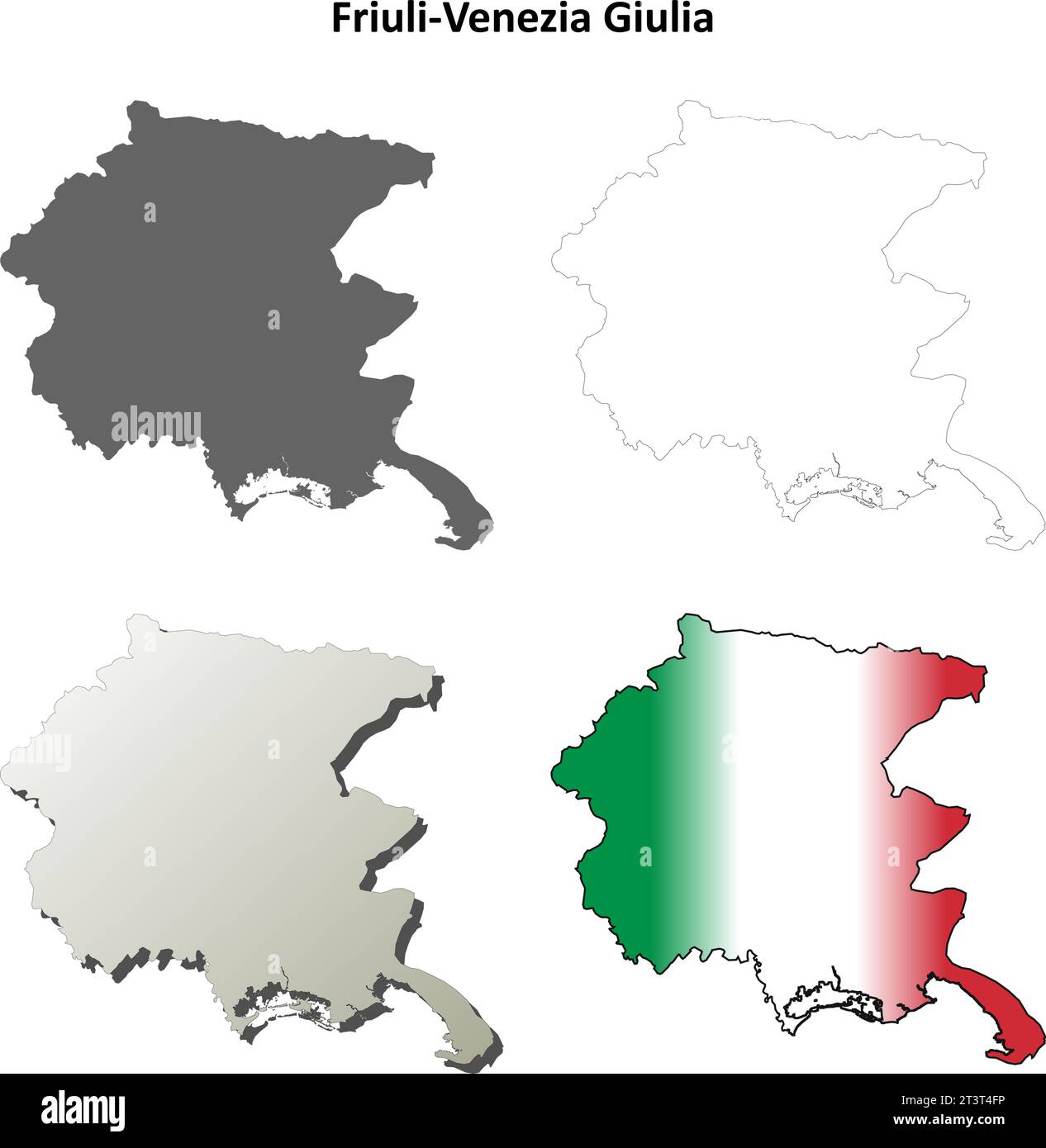 Friuli-venezia giulia esquema en blanco conjunto de mapa Vector Imagen Ilustración del Vector