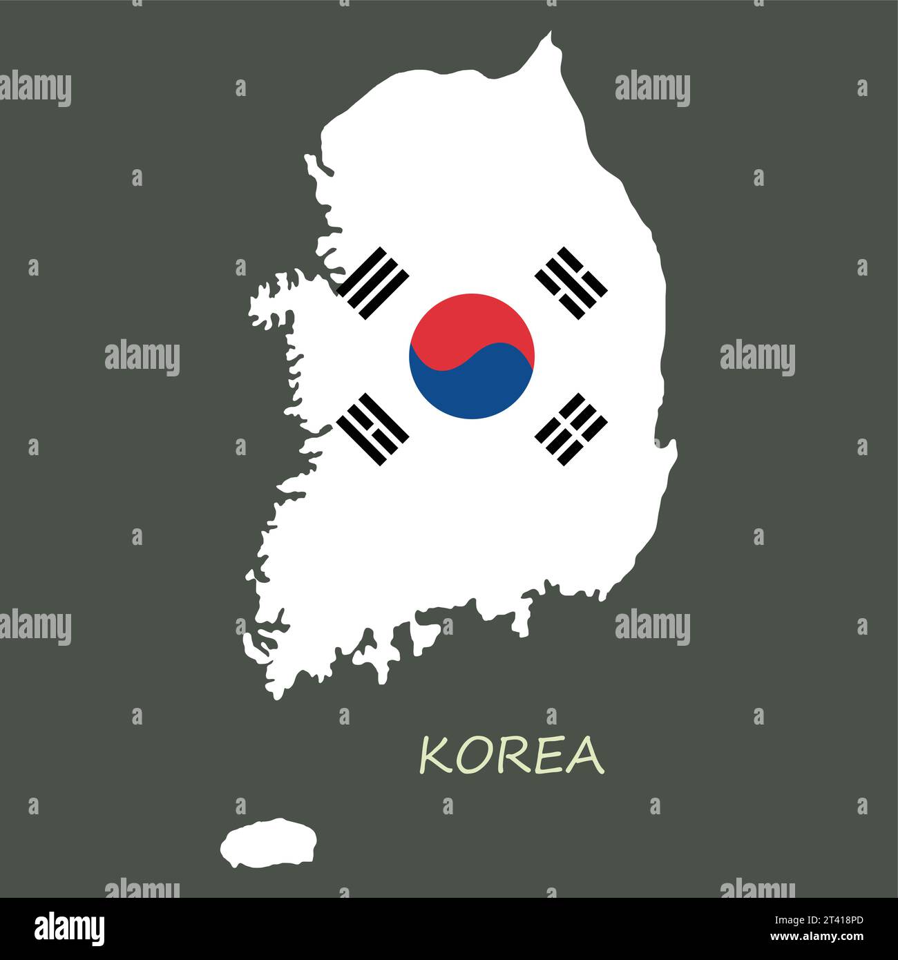 Mapa de corea del Sur icono plano con sombra larga eps10 Vector Image Ilustración del Vector