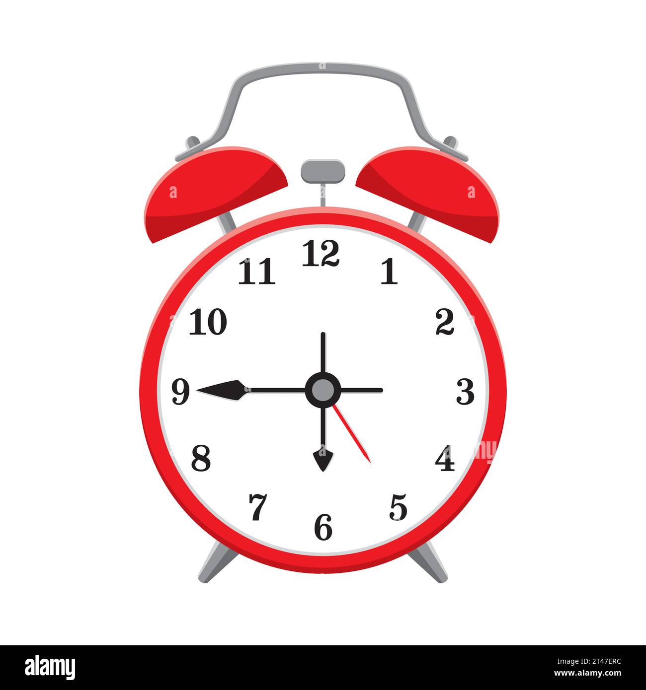 Imagen vectorial reloj rojo simple dibujo infantil de un reloj estilo  doodle ilustración para niños