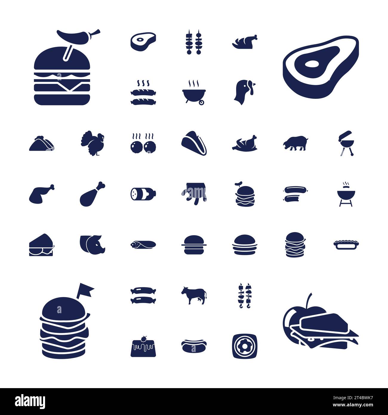 37 Iconos de carne Imagen vectorial libre de regalías Ilustración del Vector