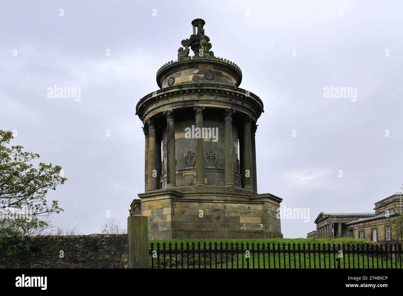 The Burns Monument, Carlton Hill, Edinburgh City, Escocia, Reino Unido en honor al bardo nacional de Escocia Robert Burns Foto de stock