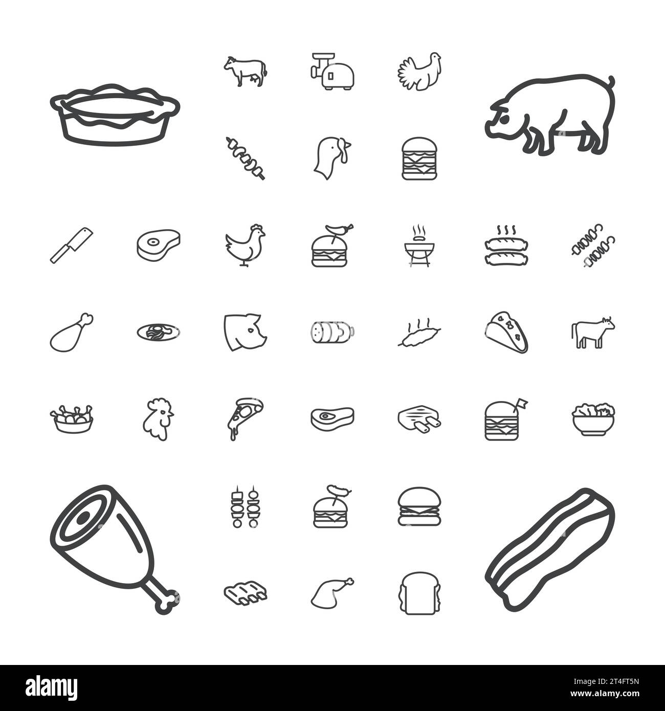 37 Iconos de carne Imagen vectorial libre de regalías Ilustración del Vector