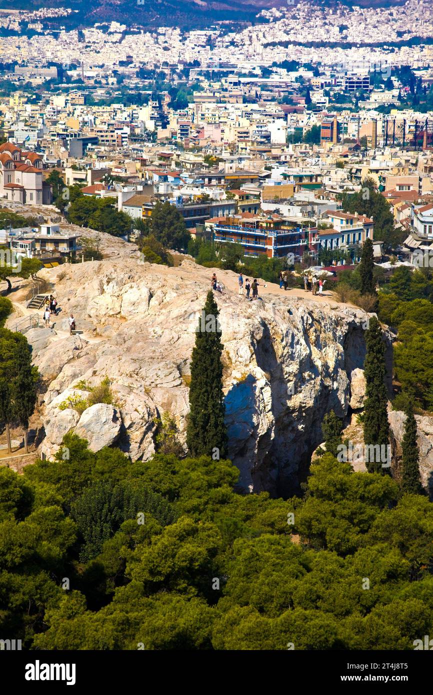 Areópago Hill en Atenas, Grecia Foto de stock