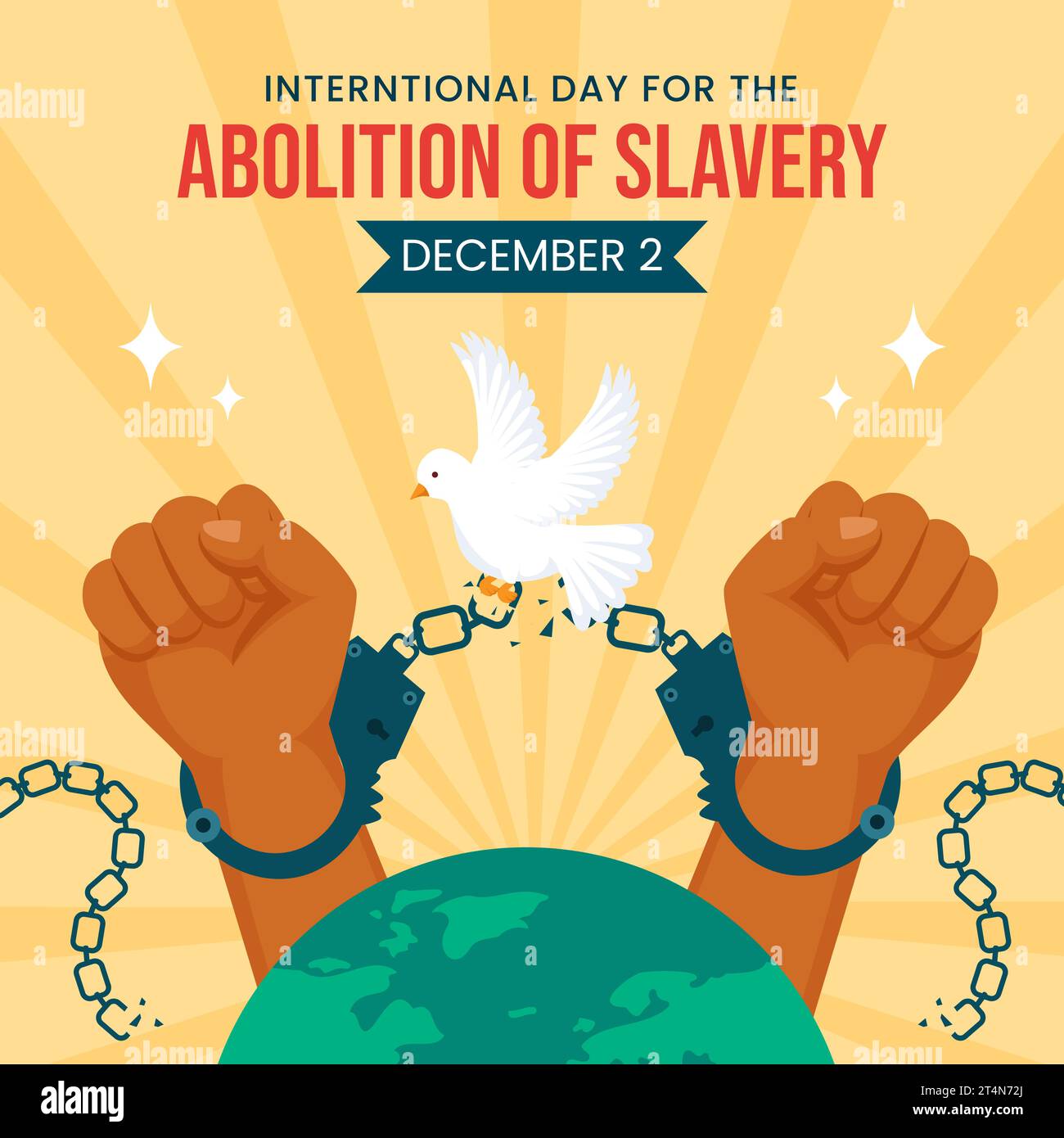 Abolición de la esclavitud Ilustración de medios sociales Dibujado a mano de dibujos animados plano Plantillas de fondo Ilustración del Vector