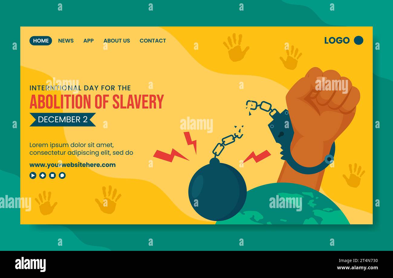 Abolición de la esclavitud Redes sociales Landing Page Dibujado a mano de dibujos animados Plantillas Ilustración de fondo Ilustración del Vector