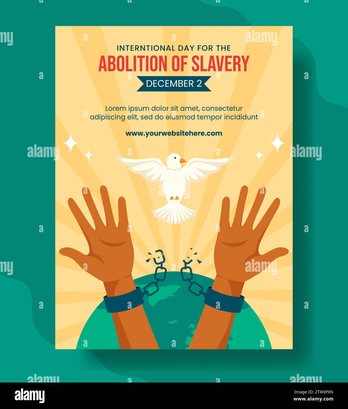 Abolición de la esclavitud Cartel vertical plano de dibujos animados Dibujado a mano Plantillas Ilustración de fondo Ilustración del Vector