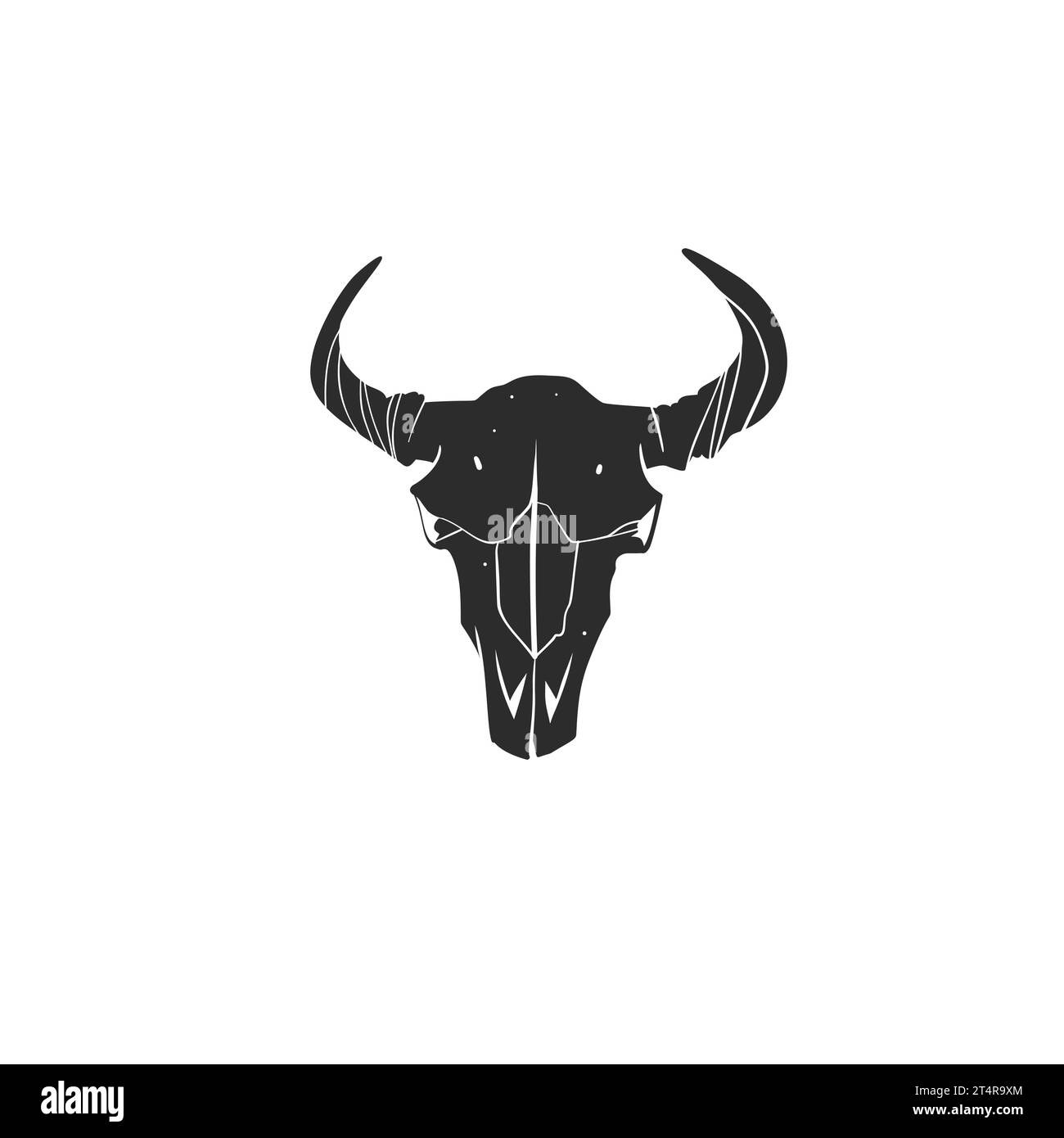 Dibujado a mano vector abstracto colección de arte de línea gráfica de toro místico y esotérico y cráneo animal de vaca, aislado en fondo blanco. Toro cráneo Ilustración del Vector