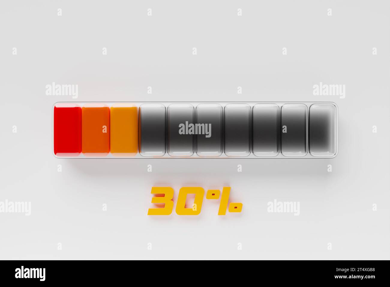 ilustración 3d del icono de velocidad de medición. Icono colorido del panel, puntero apunta al color naranja normal Foto de stock