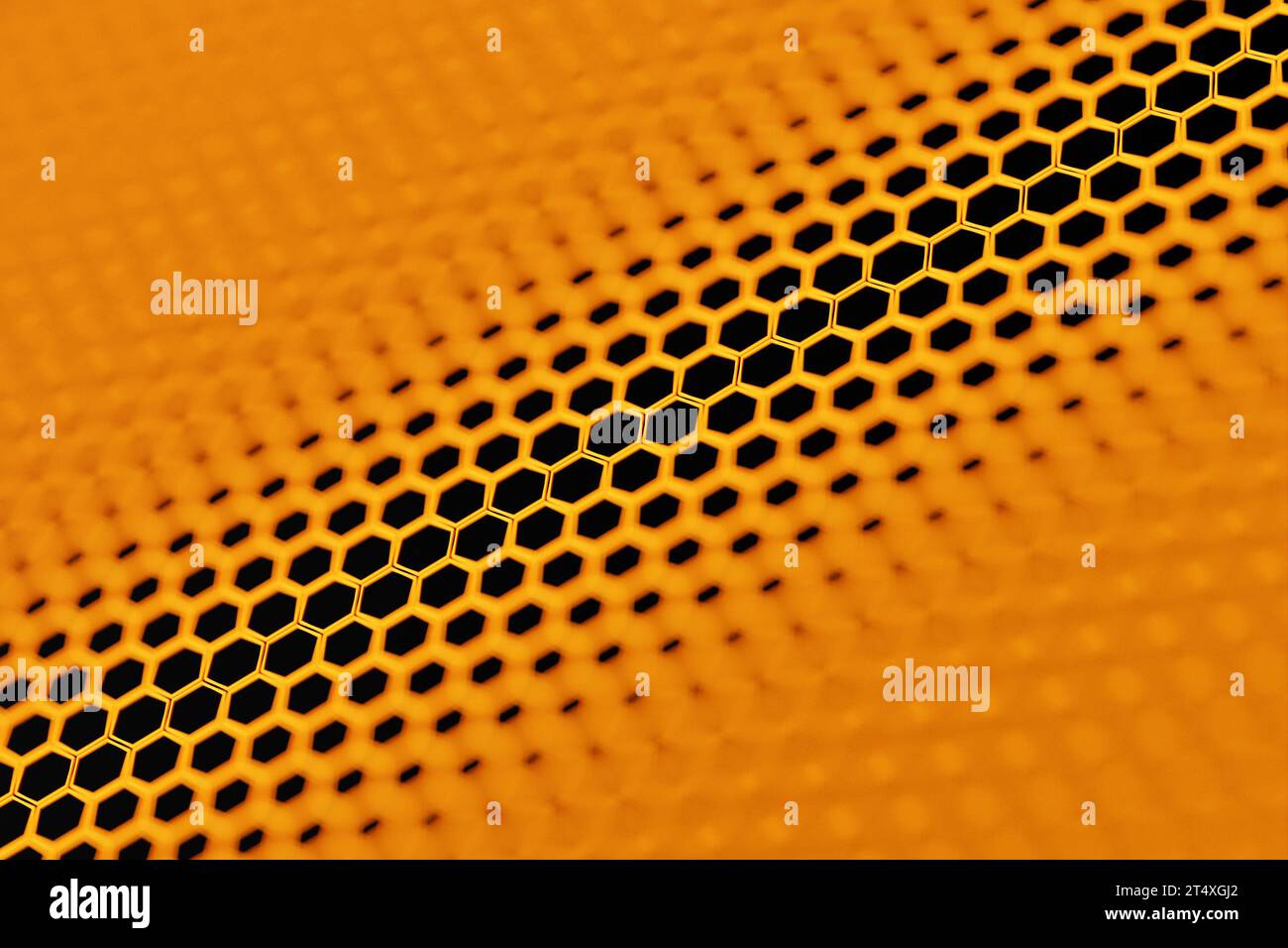 ilustración 3d de un panal de abeja amarillo monocromo panal para la miel Foto de stock