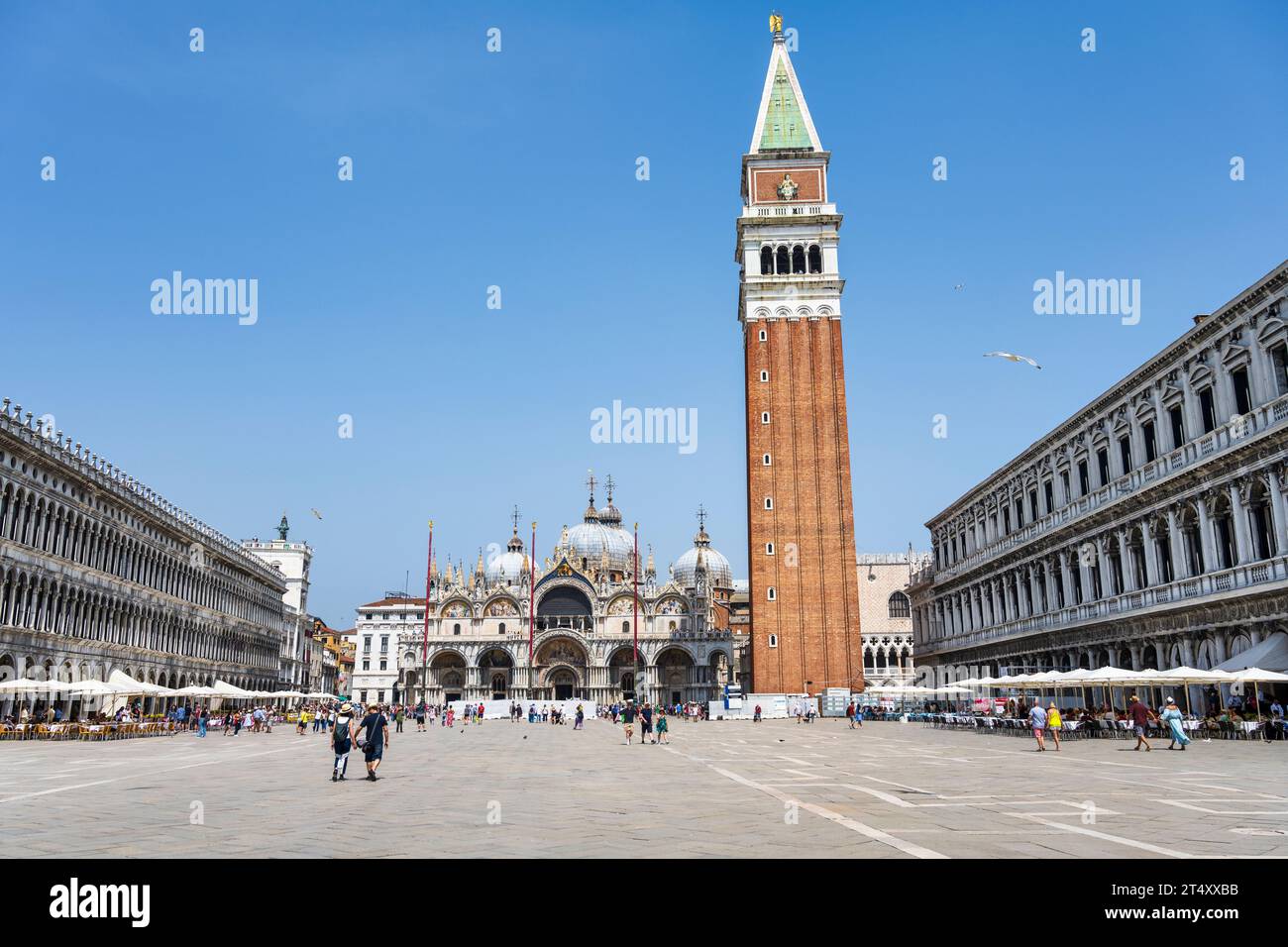 Basílica de San Marco y Campanile di San Marco en Piazza San Marco en Venecia, Región del Véneto, Italia Foto de stock