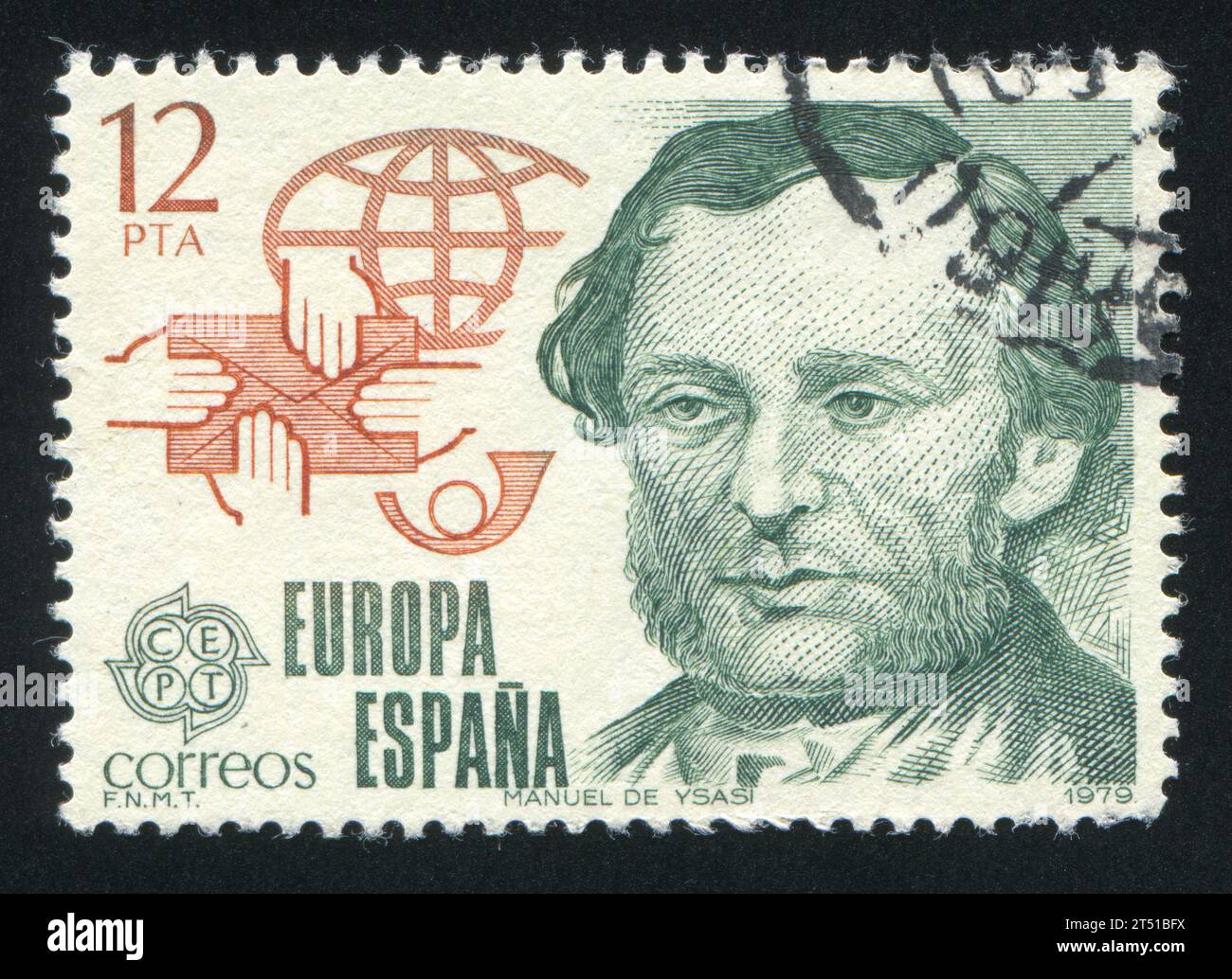 ESPAÑA - CIRCA 1979: Sello impreso por España, muestra el reformador postal Manuel Ysasi, circa 1979 Foto de stock