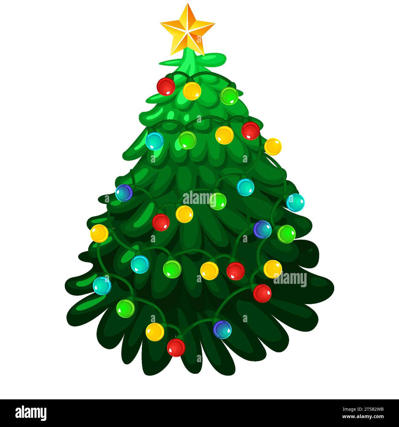 Árbol de Navidad. Árbol verde de dibujos animados con Gerland Imagen