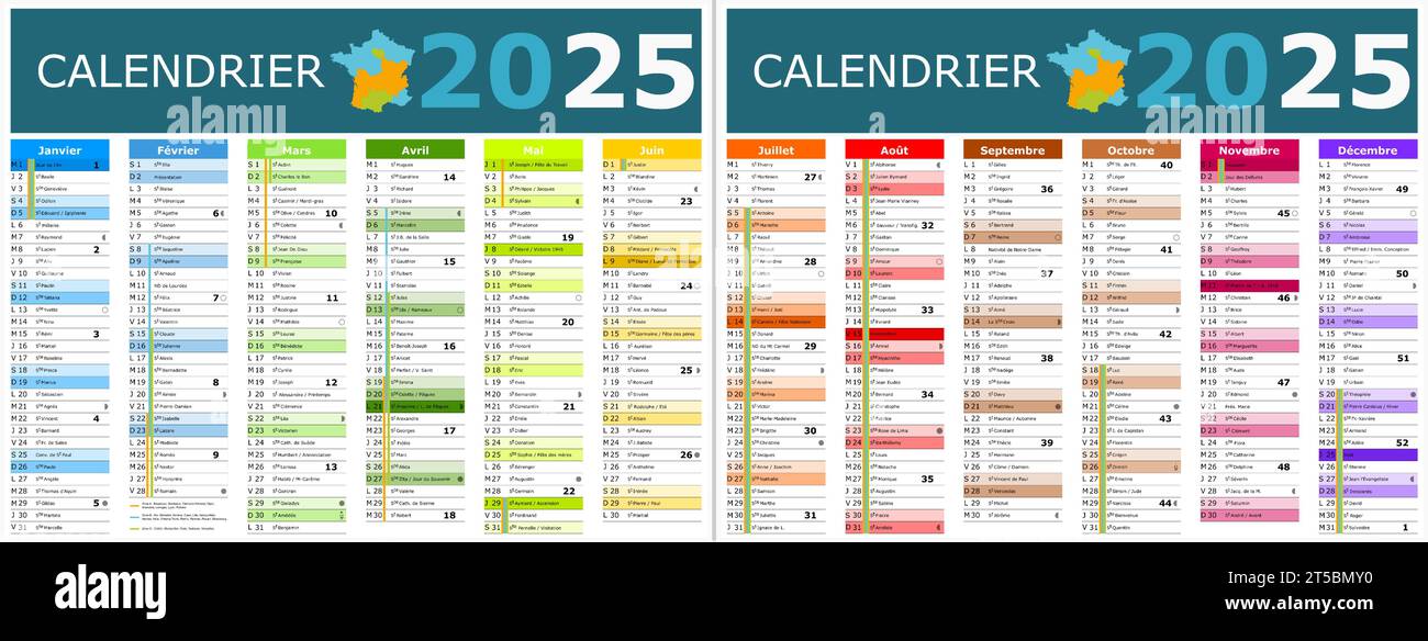 calendario francés 2025 con santos y días festivos Imagen Vector de stock Alamy