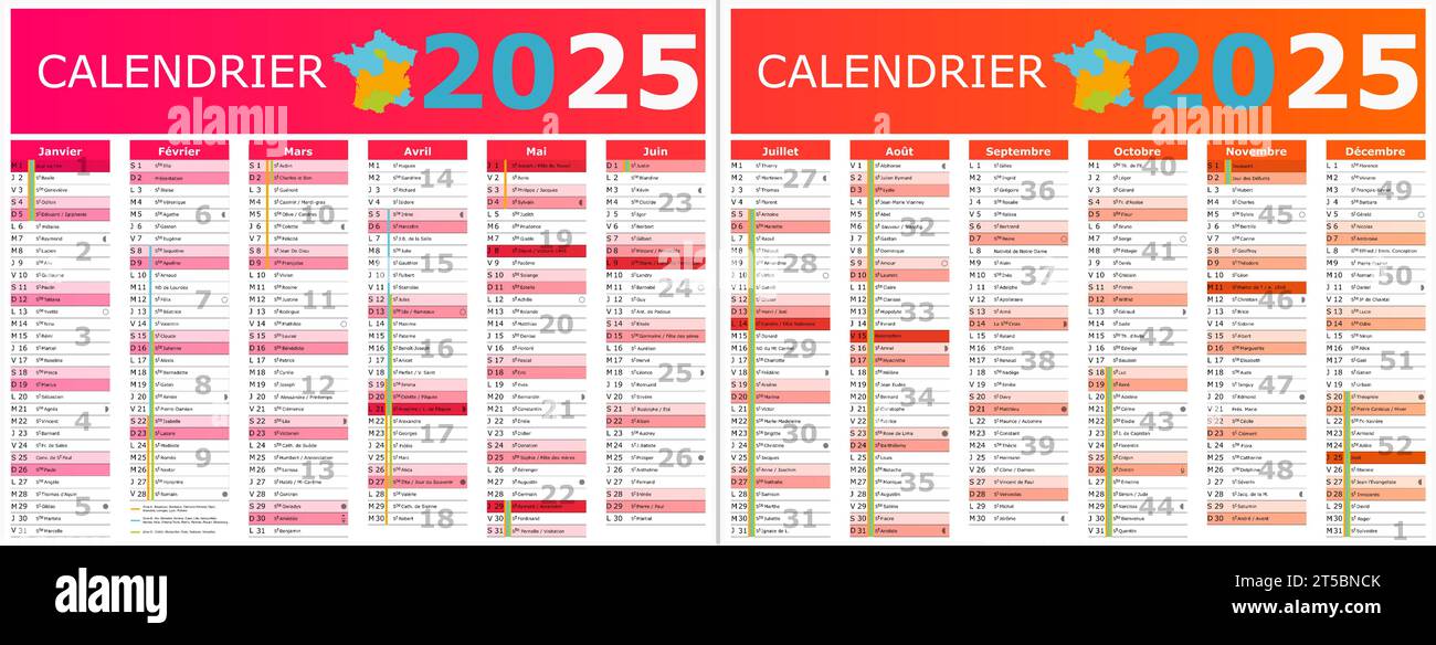 calendario francés 2025 con santos y días festivos Imagen Vector de stock - Alamy