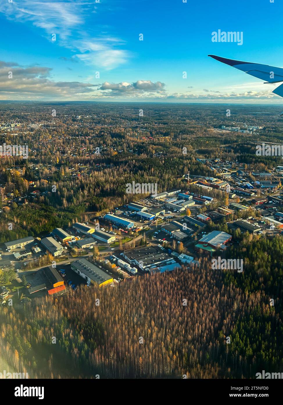 Helsinki, Finlandia, Vista Aérea, Tuusula, fábricas en el suburbio Foto de stock