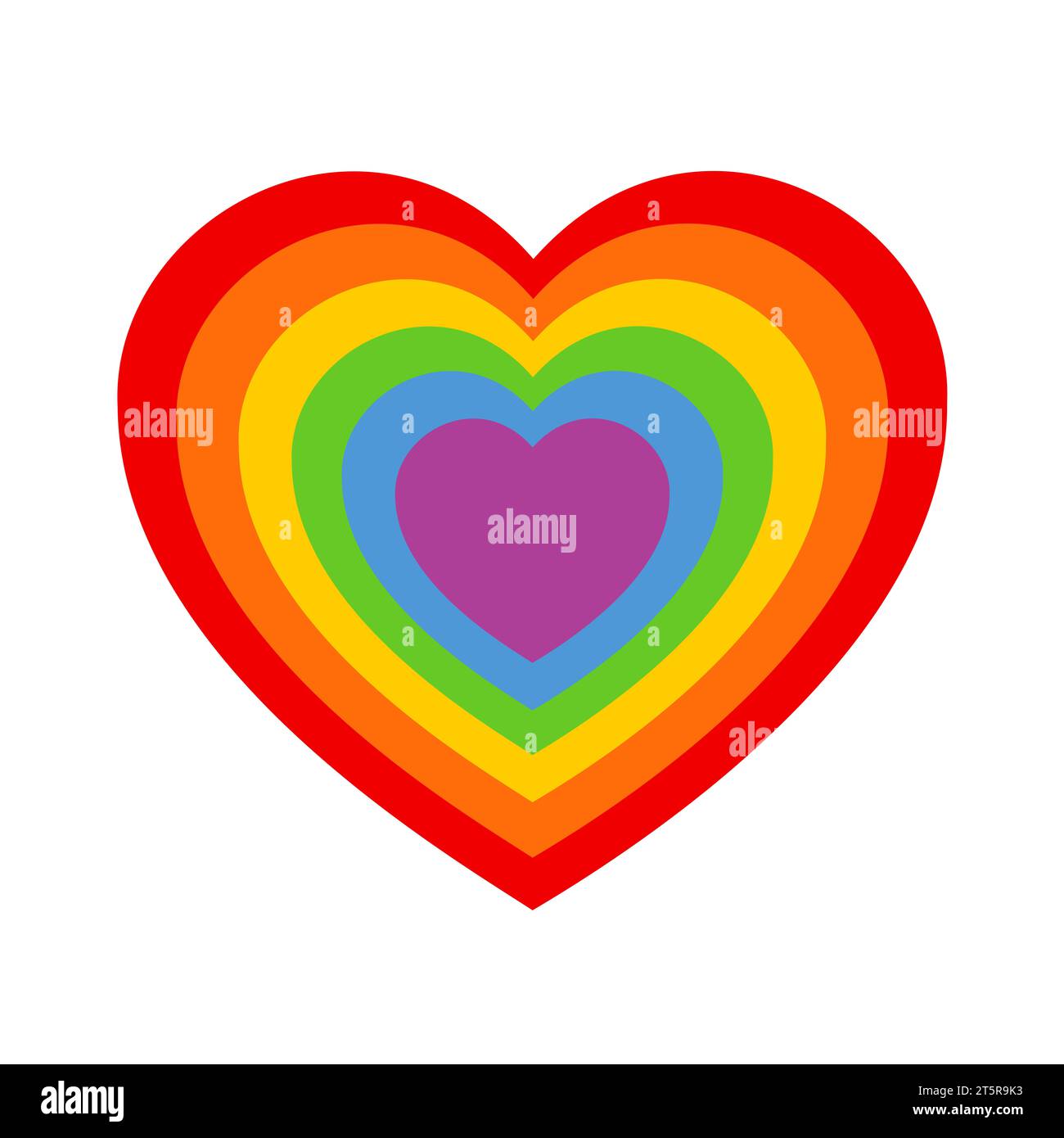 Rainbow amor corazón - homosexualidad y orientación sexual homosexual y relación de amor y asociación. Ilustración vectorial aislada en blanco. Foto de stock