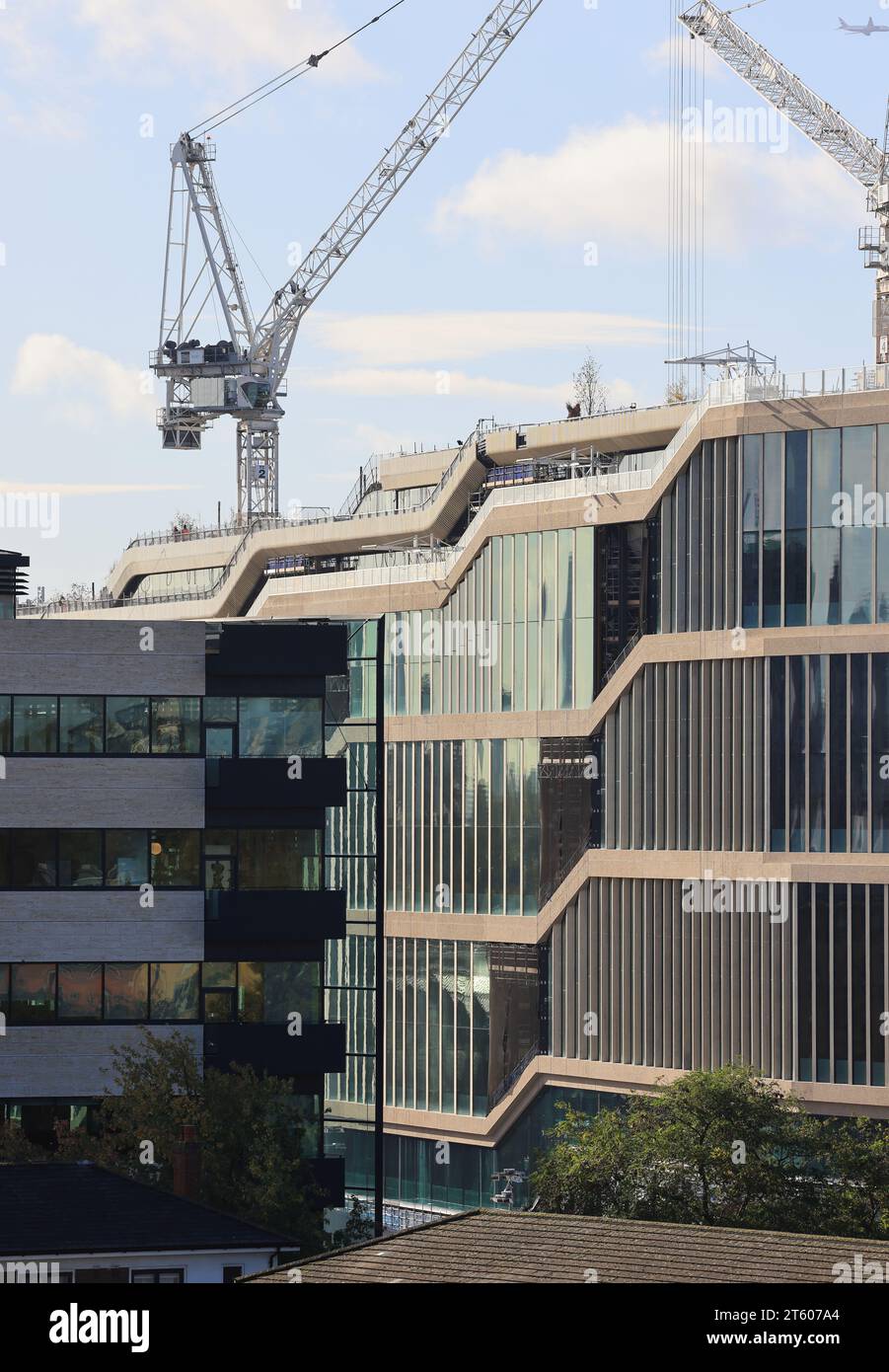 La nueva sede de rascacielos de Google, en Kings Cross, co-diseñada por Thomas Heatherwick, al norte de Londres, Reino Unido Foto de stock