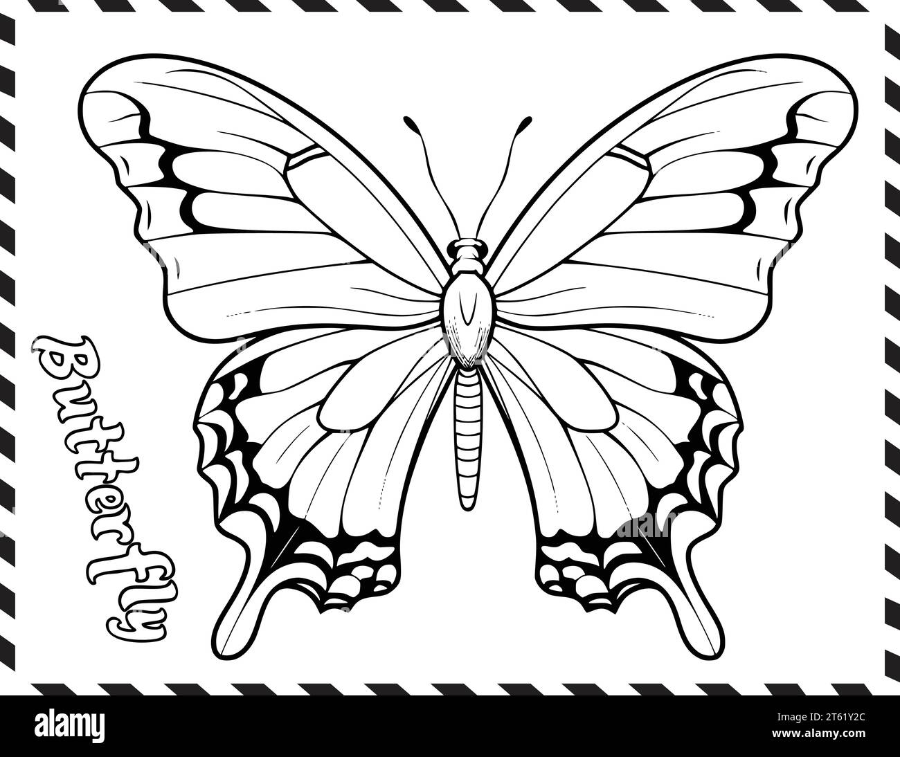 Lindo dibujo de la página de colorear de la mariposa para los niños