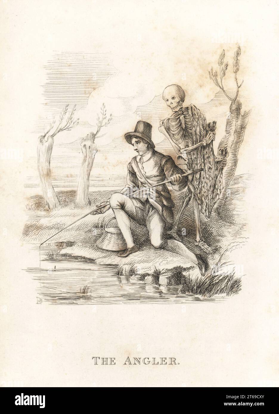 El esqueleto de la muerte y el pescador. La muerte con una red de