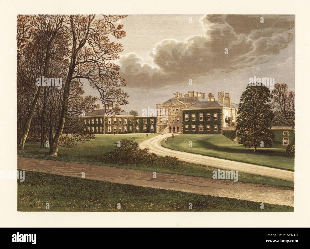 Casa Haddo, Aberdeenshire, Escocia. Construido en 1732 por William Gordon, segundo conde de Aberdeen, y casa victoriana de George Gordon, cuarto conde de Aberdeen. En el proceso de Baxter de una ilustración de Alexander Francis Lydon del reverendo Francis Orpen Morriss Una serie de pintorescas vistas de los asientos de nobles y caballeros de Gran Bretaña e Irlanda, William Mackenzie, Londres, 1870. Foto de stock