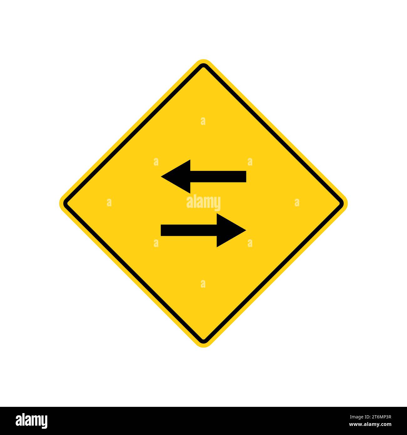 Señal de carretera amarilla: Señal de flecha. Común en señalización de carreteras. Ilustración vectorial sobre fondo blanco. Ilustración del Vector