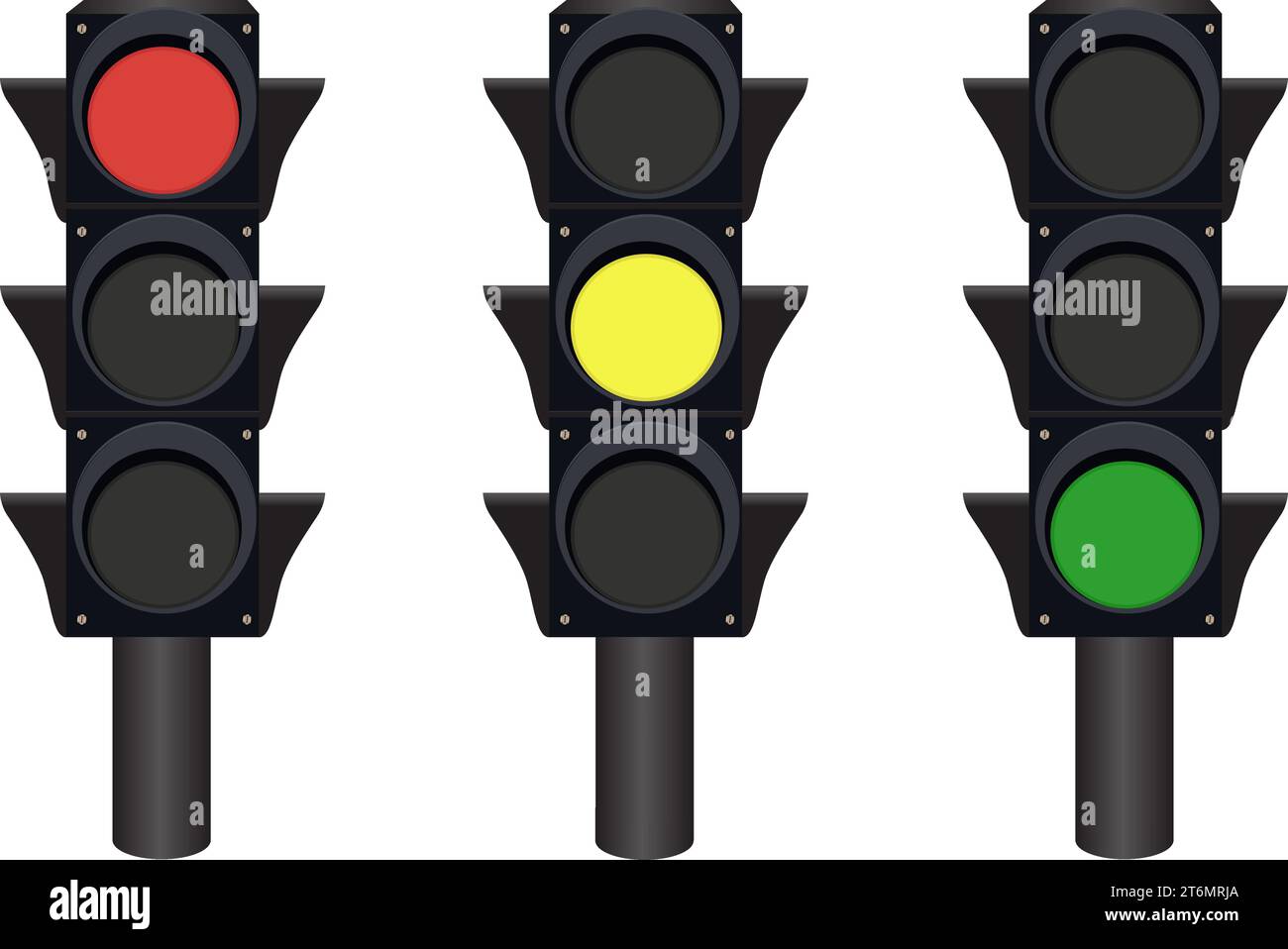 Ilustración vectorial de señal de tráfico. señale con iconos planos de color rojo, amarillo y verde para aplicaciones y sitios web. sobre un fondo blanco. Ilustración del Vector