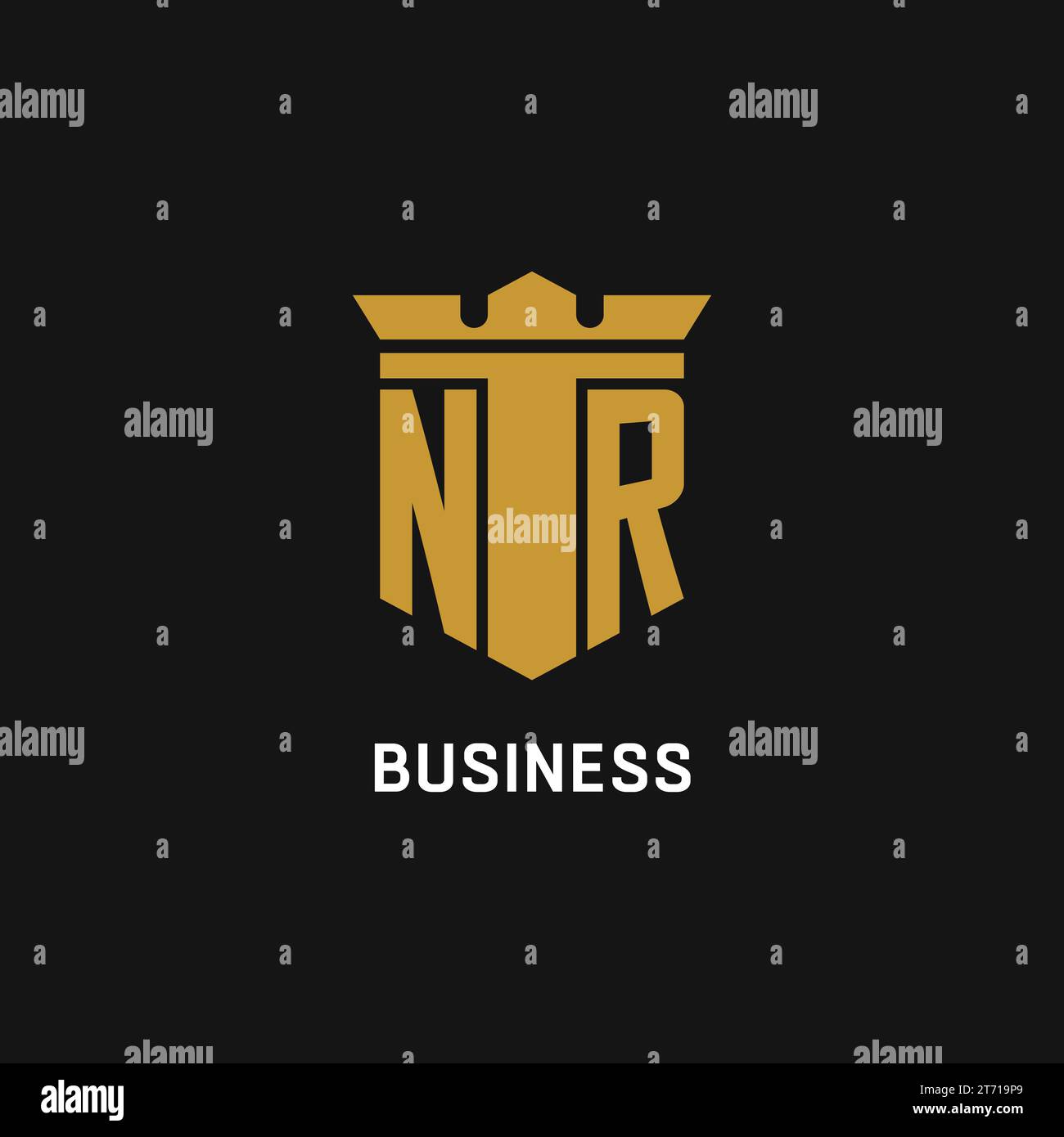 NR logotipo inicial con escudo y diseño de estilo de corona ideas Ilustración del Vector
