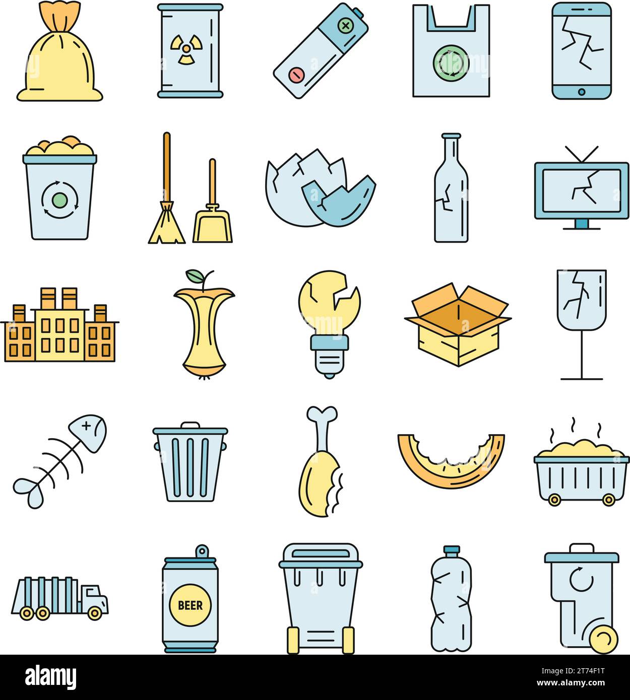 Vector Reciclado Reciclado Bin Silueta Con Bolsas De Basura Llena De  Residuos Reciclables Y Jardín, Aisladas Sobre Fondo Blanco. Iconos De  Colores De La Industria De Reciclaje Ilustraciones svg, vectoriales, clip  art