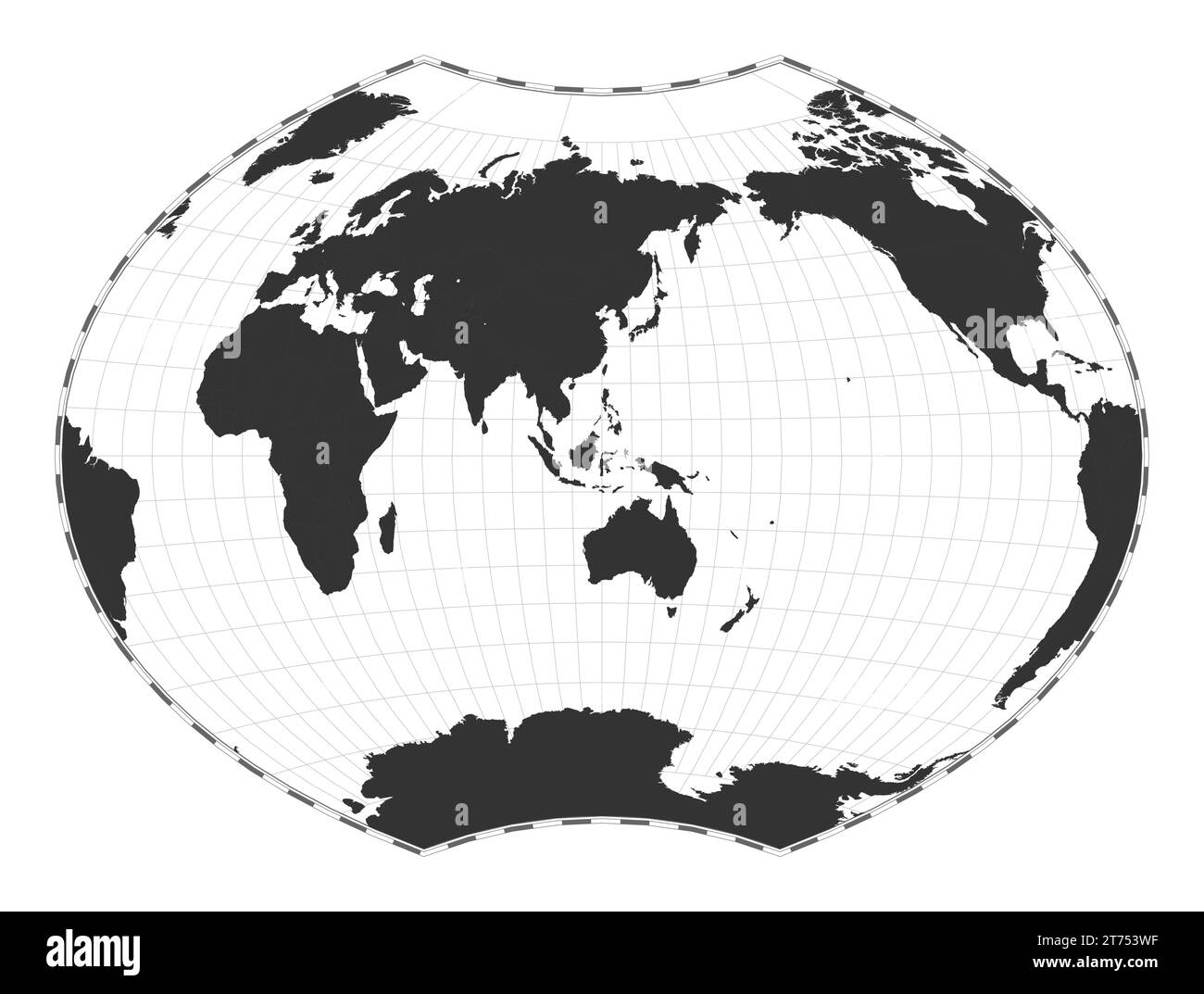 Vector Mapa Del Mundo Proyección De Ginzburg Vi Mapa Geográfico De Mundo Llano Con Líneas De 9103