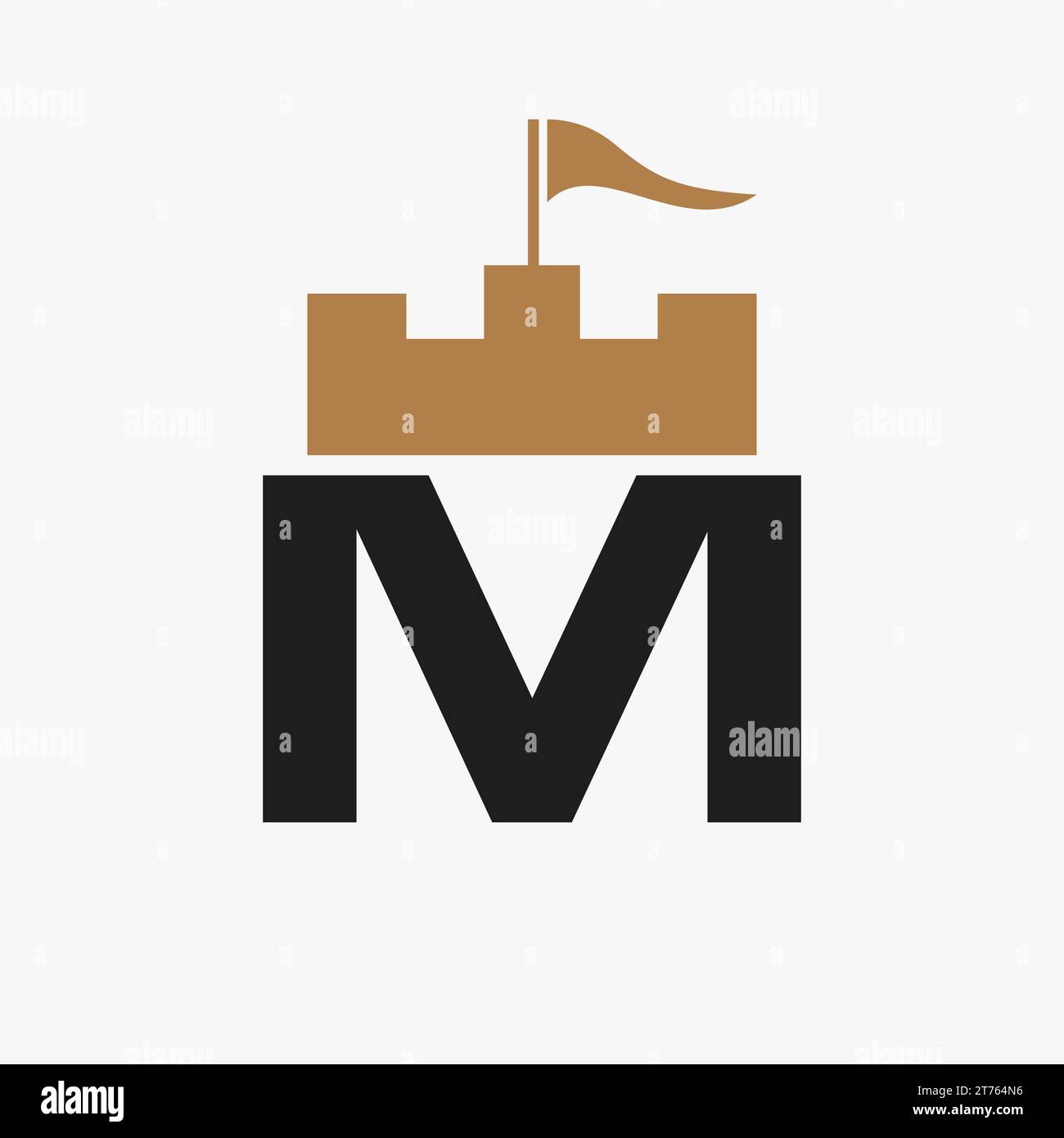 Castillo Logo con M Logo Símbolo Plantilla vectorial Ilustración del Vector