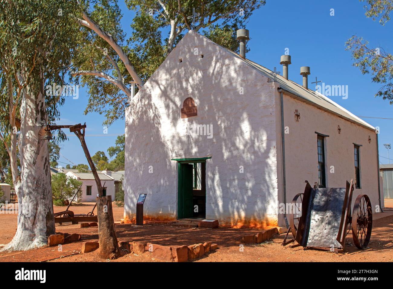 La iglesia misionera en el Precinto Histórico de Hermannsburg Foto de stock