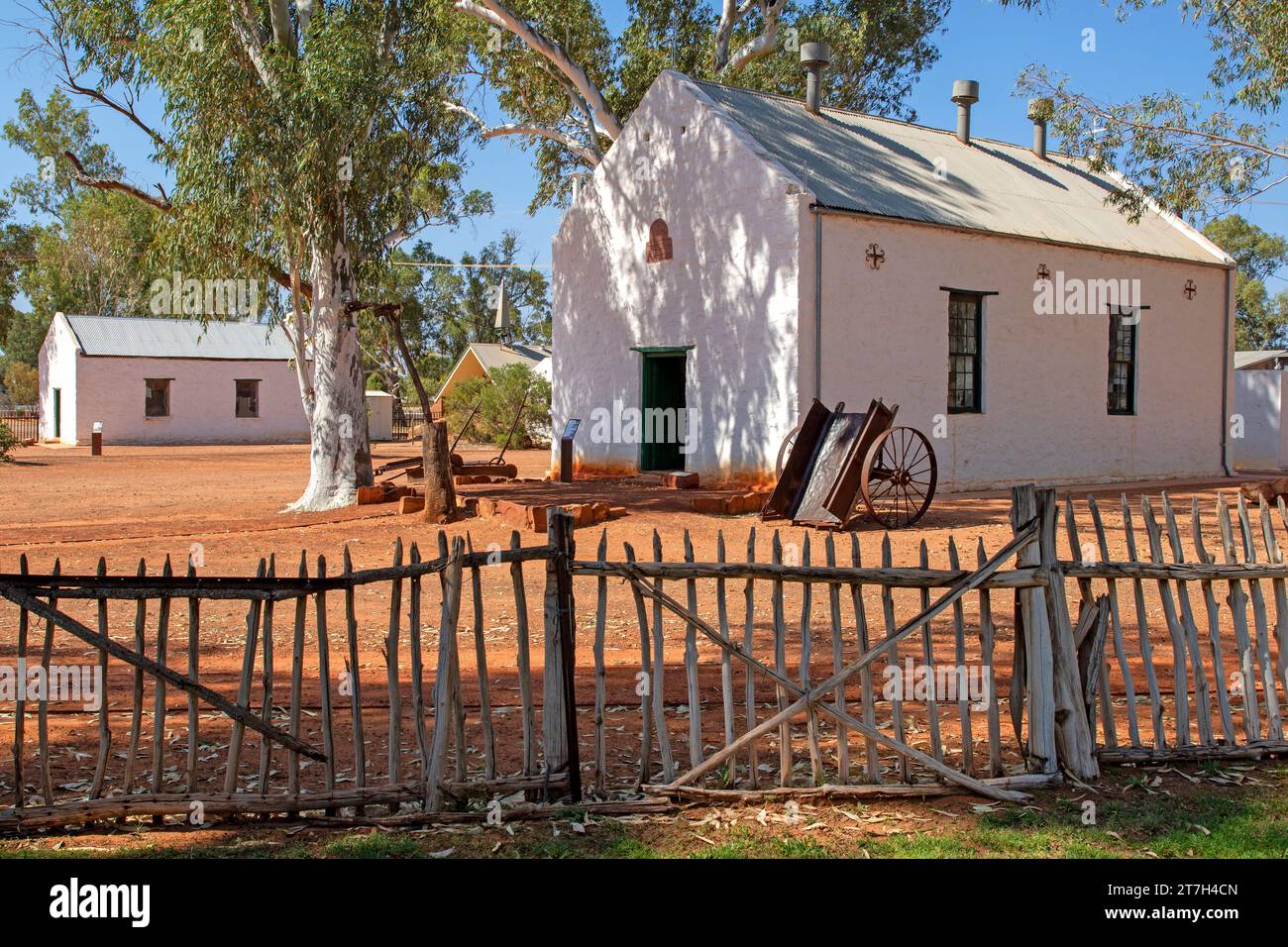 La iglesia misionera en el Precinto Histórico de Hermannsburg Foto de stock