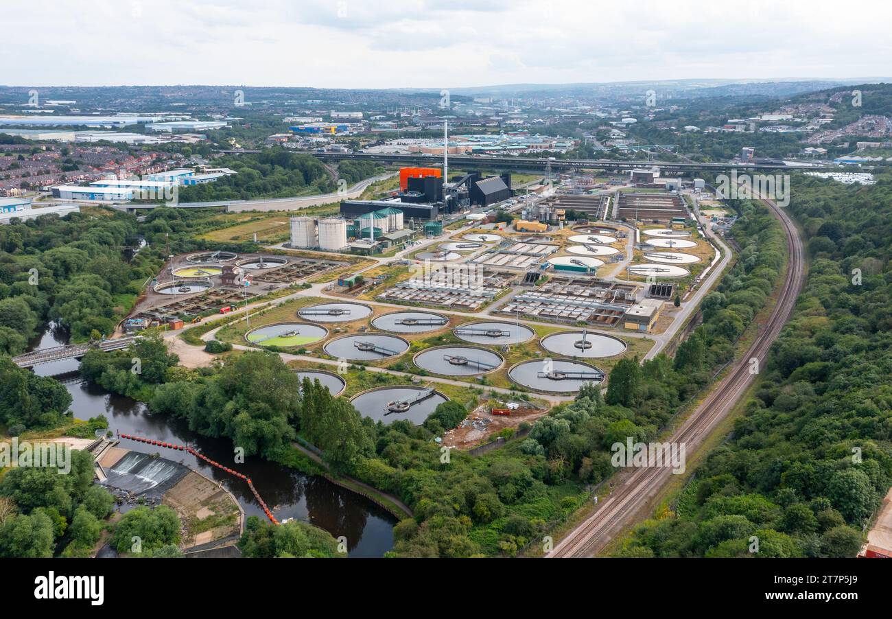 Foto aérea de la planta de tratamiento de aguas residuales de Yorkshire