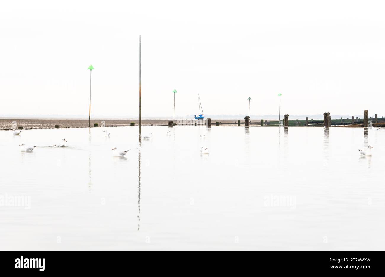 Piscina de marea baja en Leigh on Sea, Essex, Inglaterra, Reino Unido, Europa Foto de stock