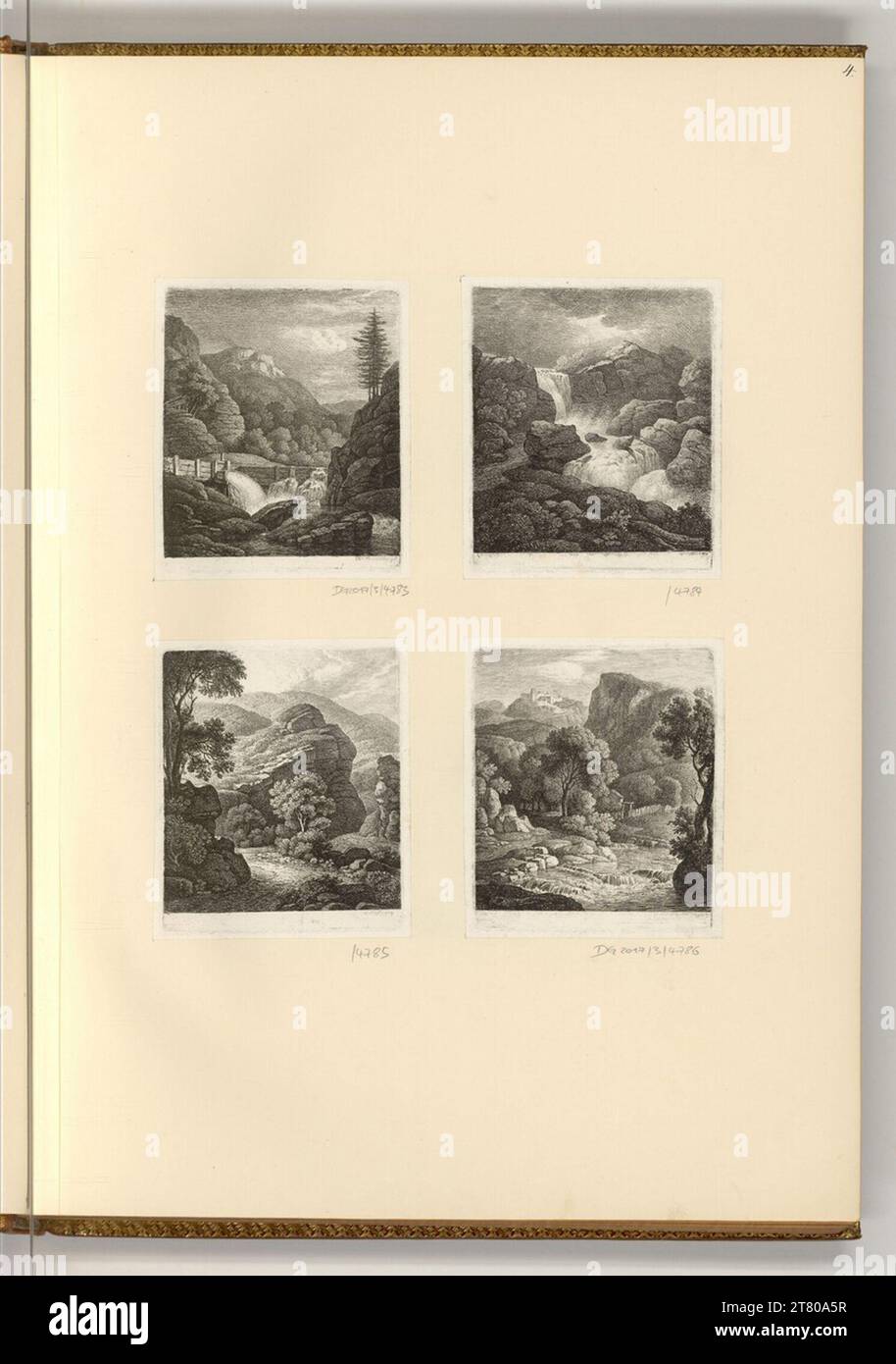 Johann Nepomuk Schödlberger (Ausführende r Künstler in) Paisajes con cascada. grabado 1800-1850 , 1800/1850 Foto de stock