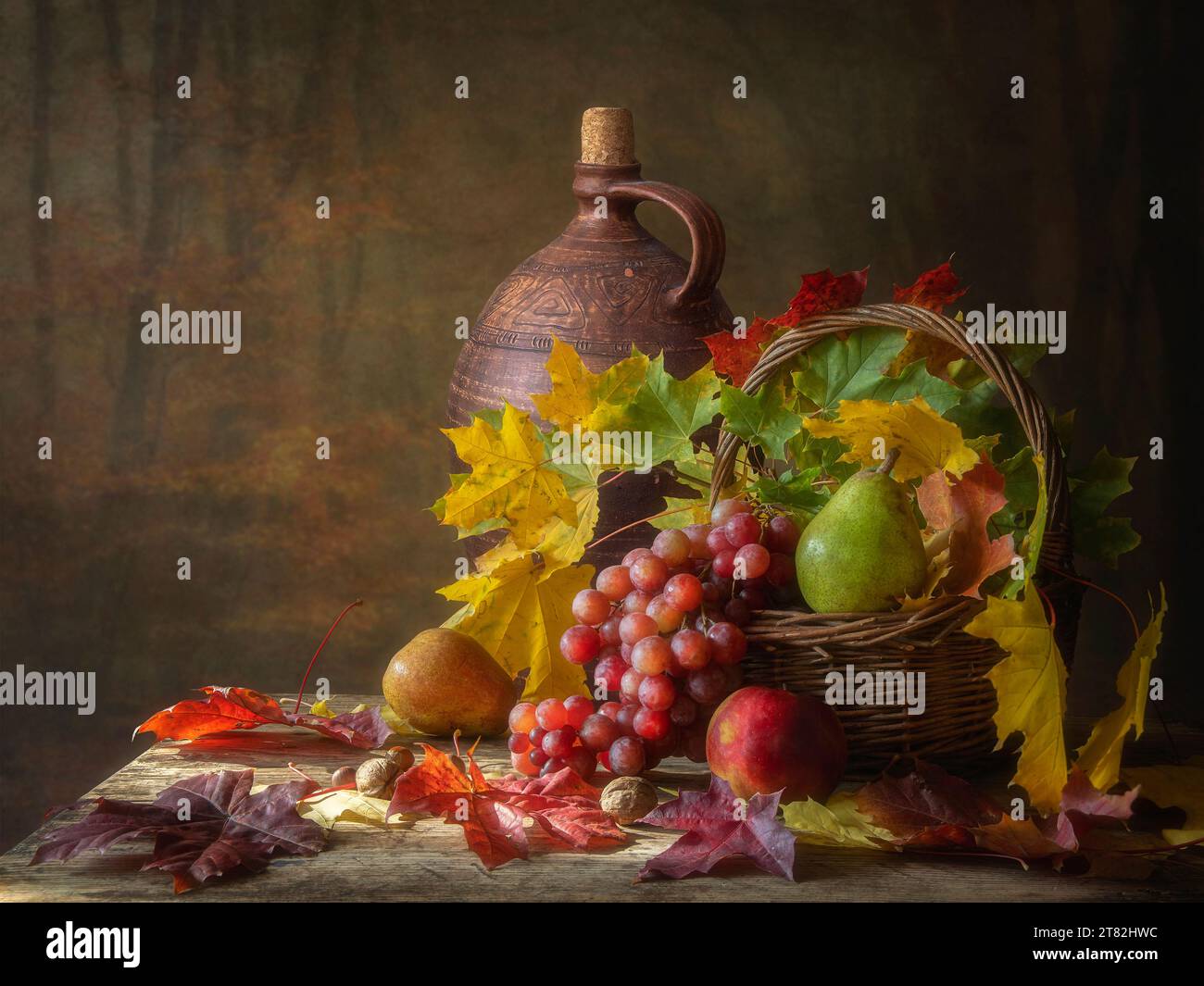 Naturaleza muerta con frutas y verduras Foto de stock