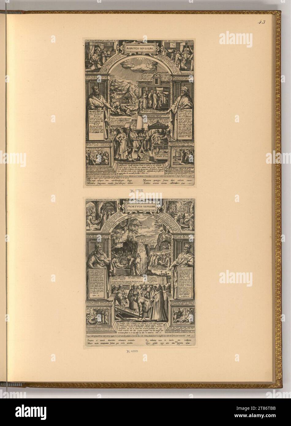 Philipp Galle (an der Entstehung Beteiligte r) visita a los enfermos; enterrados muertos. Grabado de cobre, grabado alrededor de 1577 Foto de stock
