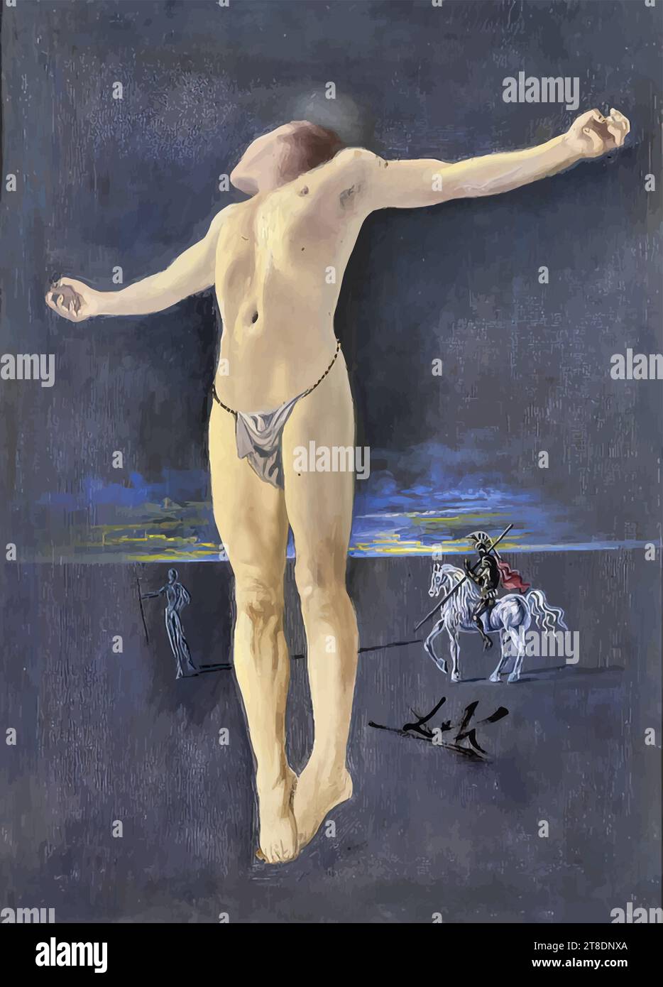 Crucifixión III por Dalí, Salvador (1904-89) / Español. Ilustración del Vector