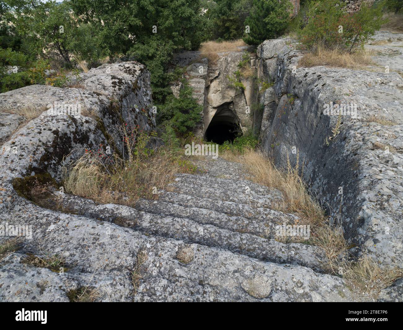 Cisternas de agua mitológicas. Monumento a Midas ( Yazılıkaya ) ciudad antigua. Valle frigiano. Patrimonio histórico de Turquía. Eskisehir, Turquía Foto de stock