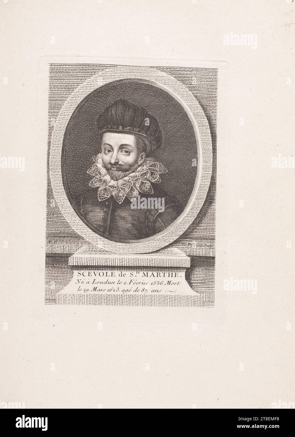 AE. P. et. Fessard Sculp. SCEVOLE de S.te MARTHE. Nacido en Loudon el 2. Febrero de 1536. Murió el 29. Marzo de 1623. 87 años Foto de stock