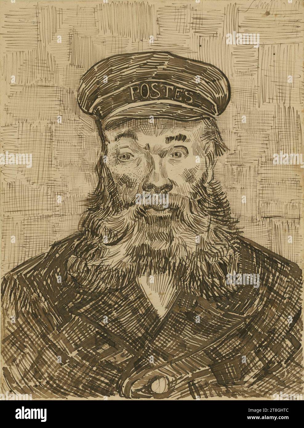 Retrato del cartero Joseph Roulin (1888) van Gogh Foto de stock