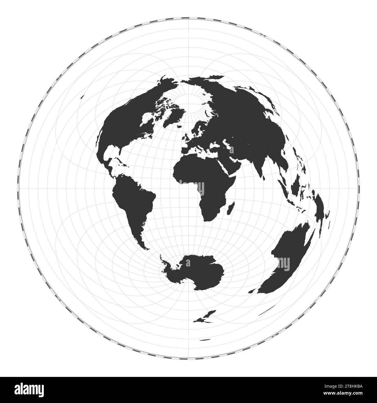 Vector Mapa Del Mundo Proyección Equidistante Azimutal Mapa Geográfico De Mundo Llano Con 0393