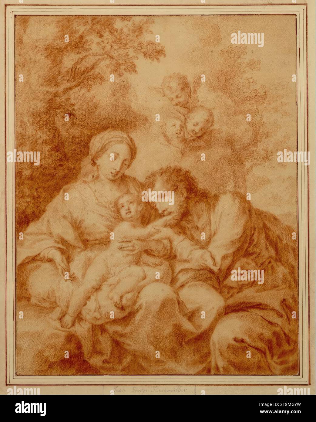 Sagrada Familia, 1726, dibujo, tiza sanguina y blanca, 30,2 x 23,6 cm (11 7/8 x 9 5/16in.), l.l. Duque Alberto de Sajonia-Teschen Foto de stock